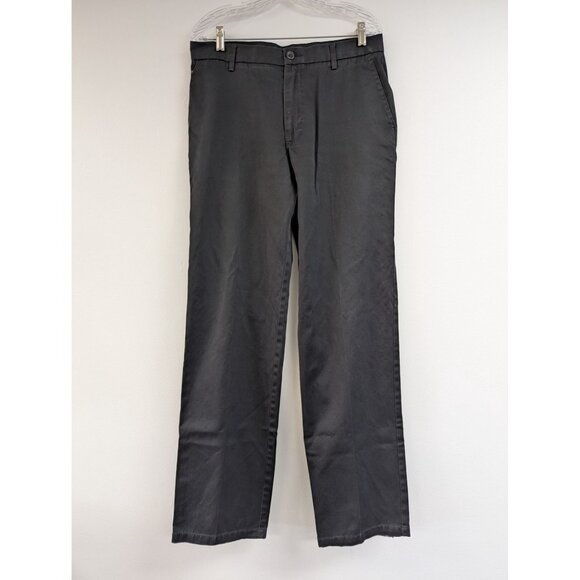 Dockers Flat Front Classic Fit D3 Black Khaki Pants 32x34 Mens - Picture 1 of 6